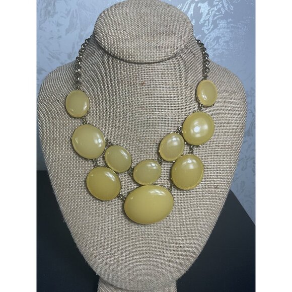 Vintage Yellow Bubble Statement Necklace With Gold Chain Adjustable Length - Picture 1 of 4